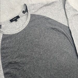 Vince XL 100% Pima Cotton Gray Colorblock Raglan Baseball T Long Sleeve Top